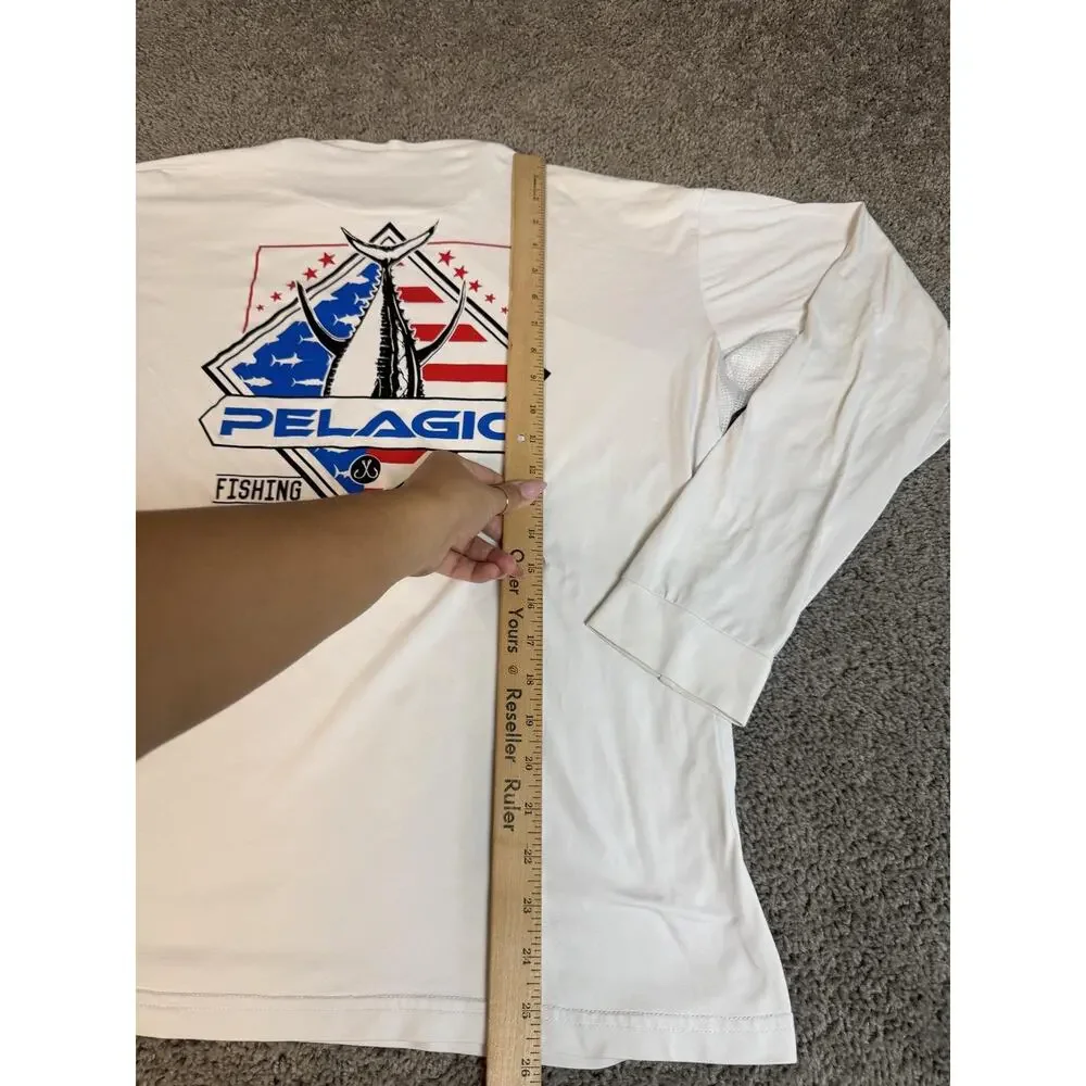 PELAGIC Rash Guard Mens XL White Long Sleeve Breathable Lightweight Mesh